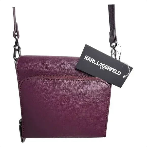 Karl Lagerfeld Vegan Leather CROSSBODY CLUTCH BAG Red Annette Cat Handbag Purse Crossbody Bags